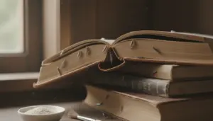 Pesciolini d'argento tra le pagine di libri vecchi appoggiati su un tavolo